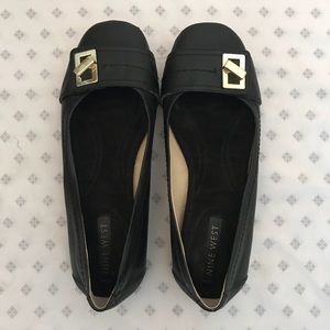 Nine West Black Flats with Gold Buckle